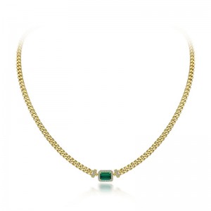 2022 ใหม่ 1CT ที่เพาะปลูก Emerald Pendant 925 สร้อยคอแบบง่ายปรับเงินได้